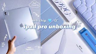  m4 iPad Pro 13” unboxing 🩵 apple pencil pro, magic keyboard + accessories