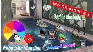 FUTURISTIC MANSION BUILD | SPINNING THE WHEEL to decide my sims' house build (second floor) | PT 5