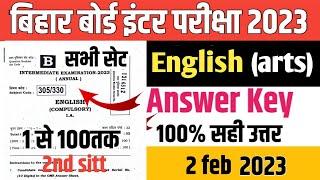 12th English(arts) answer key 2023 || Bseb 12th english exam objective solution 2023 || 2nd sitting