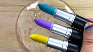 Lipstick slime!Makeup slime!Satisfying slime coloring with lipstick&lip balm ASMR#