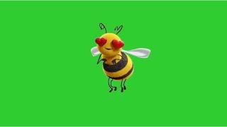 Animated cartoon bee flying  green screen (only free for subscribers)