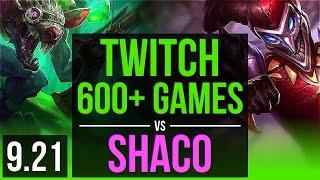 TWITCH vs SHACO (JUNGLE) | 1.6M mastery points, 600+ games, KDA 15/3/9 | EUW Diamond | v9.21