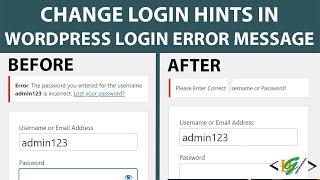 How to Change Login Hints in WordPress Login Error Messages