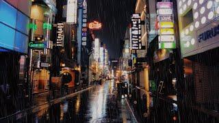 4K ASMR Heavy Rain Walk at Night | Kitashinchi Osaka Japan | Rain Ambience Sounds Relax Sleep Stress