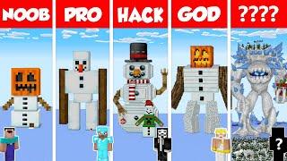 Minecraft SNOW GOLEM HOUSE BUILD CHALLENGE - NOOB vs PRO vs HACKER vs GOD / Animation