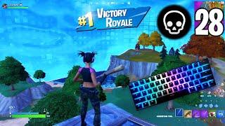 28 Elimination Solo Squads Gameplay  Full Game + Keyboard Sounds (Fortnite Chapter 4 Season 2)