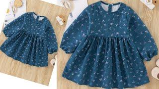 Easy pattern to make kids dress// diy dress 1 years old//no pattern//sewing