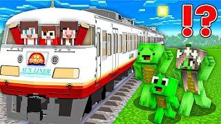 JJ and Mikey in FAMILY TRAIN HOUSE CHALLENGE in Minecraft Challenge - Maizen JJ and Mikey