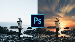 How to Change Boring Sky into Awesome Sunset in Photoshop - Add Sunset to Overcast Photos