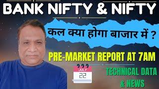 Nifty, Bank Nifty Technical / Data,  Pre- Market Update at 7 am,    22 -July -2024