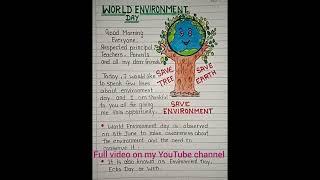 Speech on World Environment Day in English|| Environment day speech|| best speech on environment day