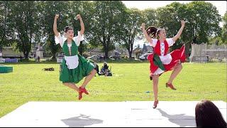 Competitors in the Irish Jig HIghland Dancing during Oldmeldrum Highland Games in Scotland 2019