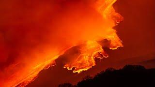 Spectacular footage of Mount Etna's mesmerising night-time eruption