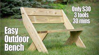 $30 Outdoor Bench with Back from 2x6s [Only 3 Tools and 30mins]