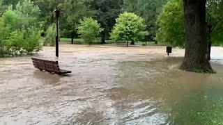 Central NY village park flooded by heavy rains