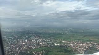 Airplane landing in Noi Bai International Airport, Hanoi, Vietnam 