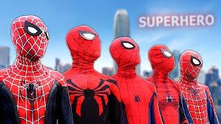 5 RED SPIDER-MAN Bros || No No No , Today is RED COLOR DAY !! ( Red Food , Red Nerf Gun ... )