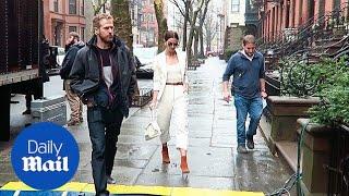 Lily Aldridge wears all white for a photo shoot in Brooklyn - Daily Mail