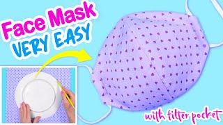 How to Make Face Mask With Filter Pocket ~ DIY Face Mask No Sewing Machine