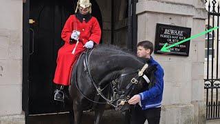 SEE HOW THE HORSE REACT WHEN HE SAW HIS FAVORITE OFF DUTY GUARD️