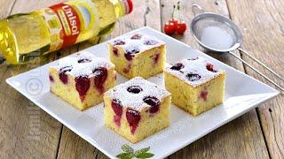 Sour Cherry Sheet Cake (CC Eng Sub) | JamilaCuisine