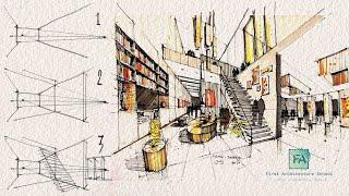 How to Draw a Room in 2-Point Perspective for beginners -interior design