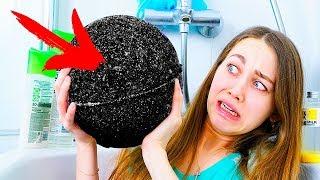 DIY | GIANT BLACK BATH BOMB! CHALLENGE and Pranks by Anny May