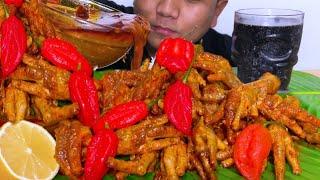 EATING 5 KING CHILLI ️  & CHICKEN FEET MUKBANG CHALLENGE || Ziru Thangjalam Mukbang