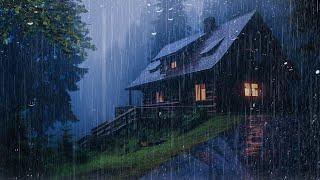 HEAVY RAIN on Roof for Deep Sleep & Insomnia Relief | Night Thunderstorm for Insomnia, Medition,ASMR