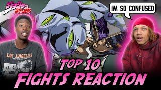 Non JoJo Fans React to TOP 10 JOJO FIGHT SCENES ! (Golden Wind)