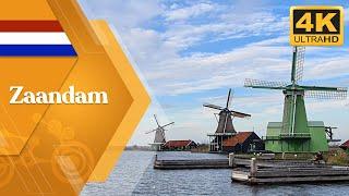 Ride bike to Windmills of Zaanse Schans   March 2021 -  4k | 60fps