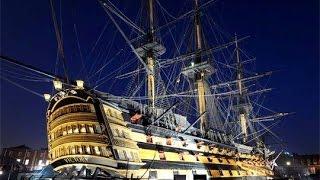 HMS Victory firing rolling broadside