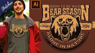 Bear Season | Advanced T Shirt Design Tutorial | Adobe Illustrator