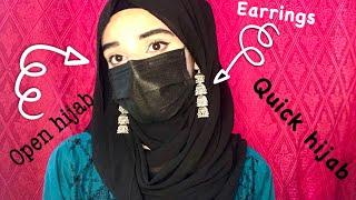 Party/Eid hijab style with earrings | quick Hijab style | Hijab for college girls