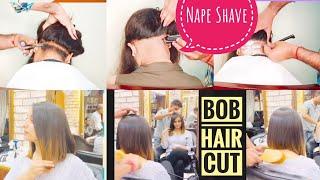 Bob Haircut Tutorial | Nape shave |Long To Short Bob Hair Cut | bob cut with nape shaving #bobcut