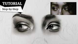 Step by Step SHADING REALISTIC EYES WITH POWDER /PENCIL 2024 *