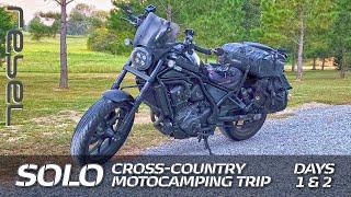 ROADTRIP: Honda Rebel 1100 // Solo Cross-Country Motocamping Trip // Days 1 & 2