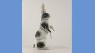 Ino Schaller all beaded Standing Paper Mache Black and White Easter Bunny