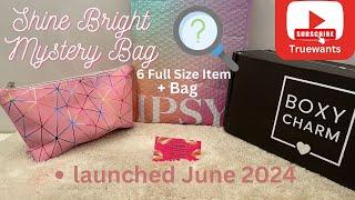 IPSY Mystery Bag -Shine Bright- June 2024 Paid $32.00 for 6 Full Size Items & Large Beautiful Bag!