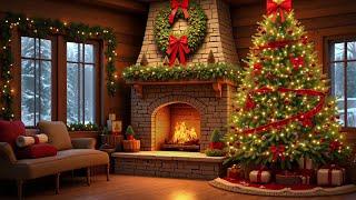 Christmas Fireplace & Cozy Cabin Ambience | Crackling Fire Sounds for Deep Sleep & Relaxation