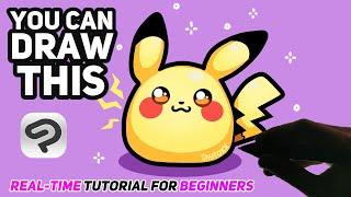 How To Draw Tiny Pikachu | Digital Art for BEGINNERS Draw Along