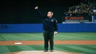 President Bush throws the first pitch of Game 3 of the 2001 World Series