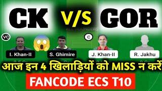 CK VS GOR / CK VS GOR Dream11 / CK VS GOR Dream11 Team / CK VS GOR Dream11 Today Prediction