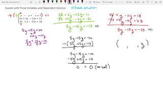 Solving a 3 variable system with infinite solution answer