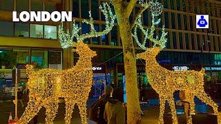 London Walk  WEST END CHRISTMAS Lights Tour to St Pancras Station| Central London Walking Soho Tour