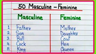 50 Masculine and Feminine || 50 Gender name || Change the gender in English grammar