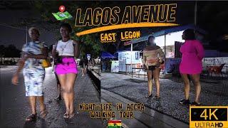   Lagos Avenue: Redlight District 4K Walking Tour Through East Legon's After-Dark Nightlife