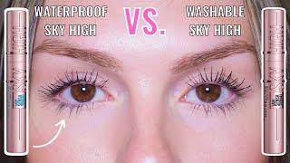 MAYBELLINE SKY HIGH MASCARA: WATERPROOF VS. WASHABLE - WHICH IS BETTER? | 10-HOUR WEAR TEST