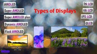 Types of Displays - TN, VA, IPS, QLED, Super AMOLED, Super AMOLED plus, Dynamic AMOLED, Fluid AMOLED