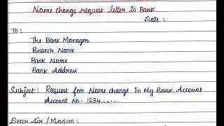 Simple & Formal Letter to Bank for Change the Name in Bank Account